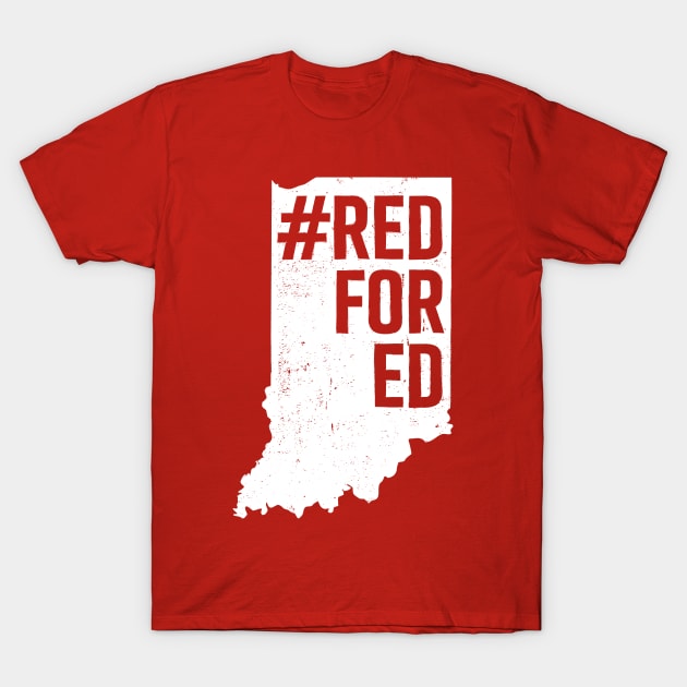 Red for Ed Indiana State Outline T-Shirt by mindeverykind